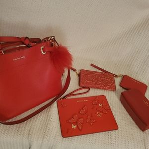 ❤MICHAEL KORS LARGE GRETA SATCHEL BRIGHT RED❤